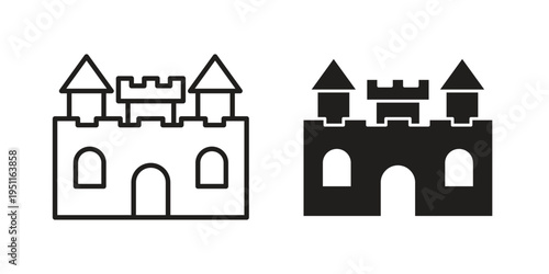 Castle icon line drawing. Minimalist style icons