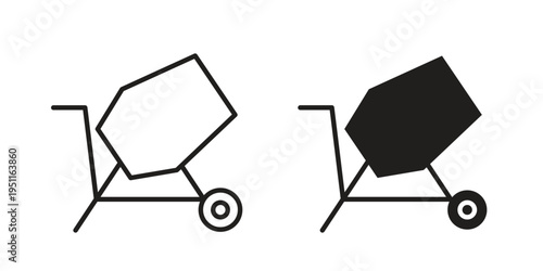 cement mixers icon line drawing. Minimalist style icons