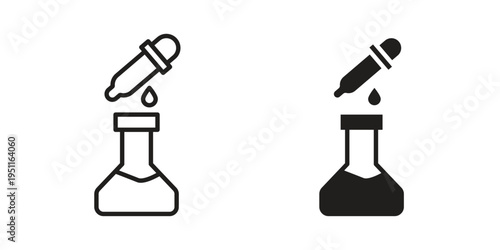 Chemical test icon line drawing. Minimalist style icons