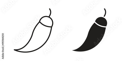 Chili icon line drawing. Minimalist style icons