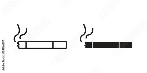 Cigarette icon line drawing. Minimalist style icons