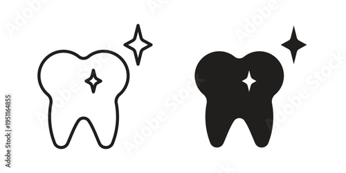 clean tooth icon line drawing. Minimalist style icons