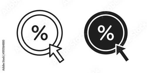 Click through rate icon line drawing. Minimalist style icons
