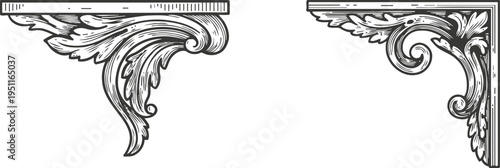 elegant decorative corner brackets with intricate leaf and scroll design for architectural detailing