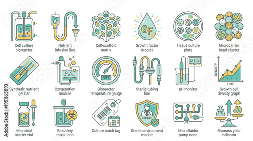 Scientists conduct experiments with various laboratory equipment and cells in a modern research facility interior.