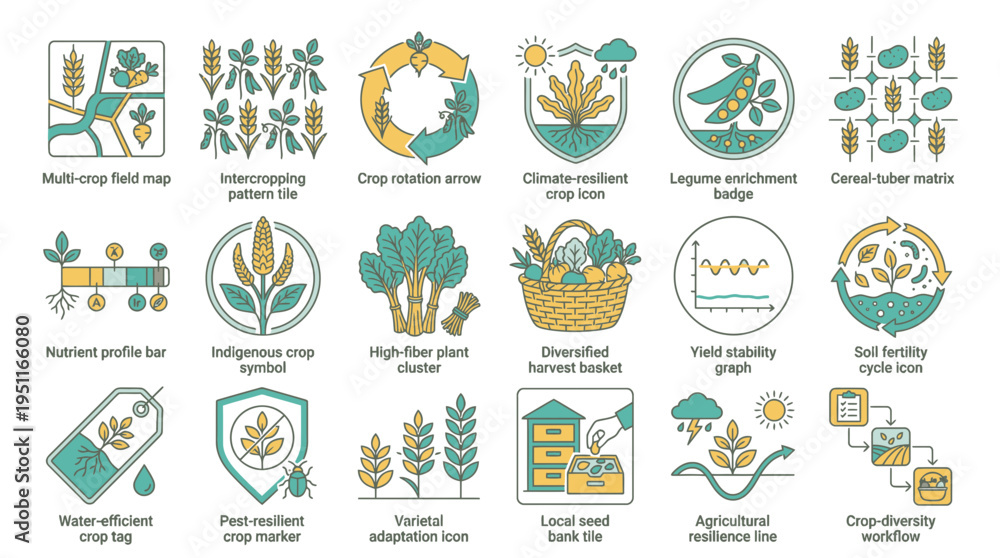 Fototapeta premium The BOA concept features various agriculture and food icons on a graphic design