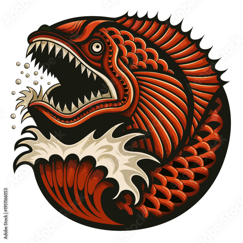 pesce aggressivo logo tattoo 01