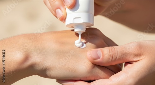 Applying Sunscreen Cream on Skin to Protect from Sun Damage