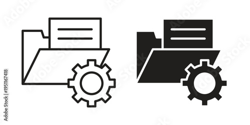 Data management icon line drawing. Minimalist style icons