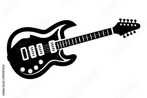 electric guitar silhouette illustration for music, instrument, and rock performance design