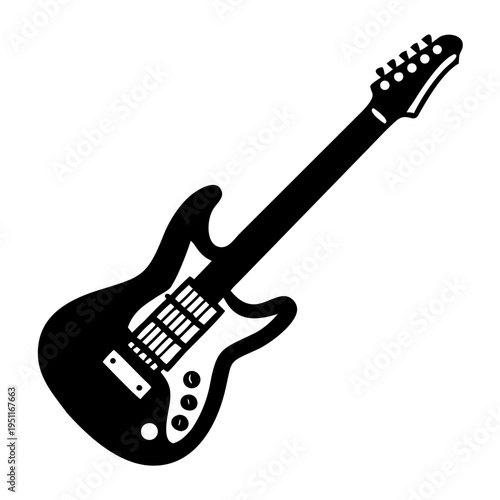 electric guitar icon silhouette illustration for music, instrument, and rock performance design