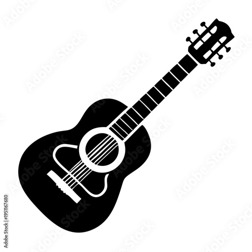 acoustic guitar icon silhouette illustration for music, instrument, and entertainment design