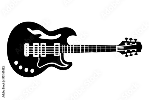 electric guitar silhouette illustration for music, instrument, and rock performance design