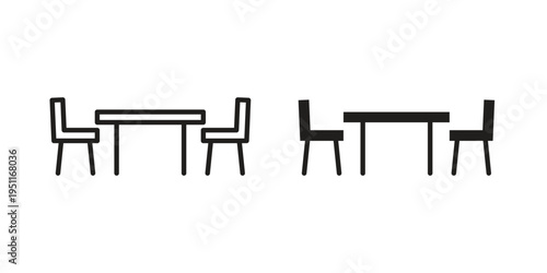 Dinner table icon line drawing. Minimalist style icons