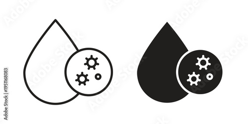 Dirty water drop icon line drawing. Minimalist style icons