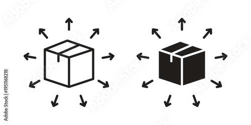 Distribution channel icon line drawing. Minimalist style icons