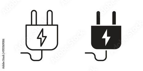 Electric plug icon line drawing. Minimalist style icons