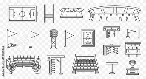 Stadium and Sports Field Icons - A Collection of Vector Outlines.