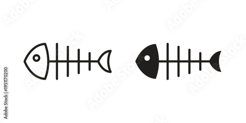 Fishbone icon line drawing. Minimalist style icons