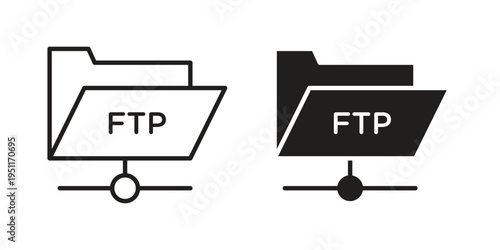FTP icon line drawing. Minimalist style icons