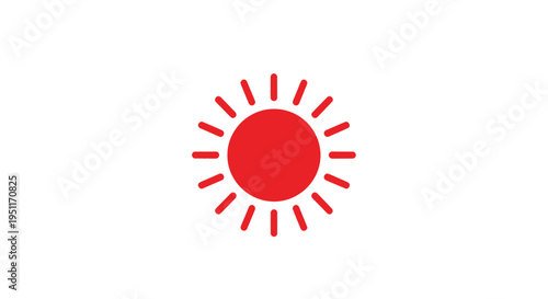 Red Sun Icon on White Background - Simple Vector Graphic