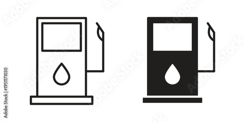 Gas station icon line drawing. Minimalist style icons