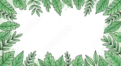 Various textured green leaves form a lush, detailed border around a bright center, providing an inviting backdrop for environmental messaging.