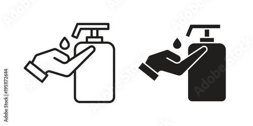 Hand wash icon line drawing. Minimalist style icons