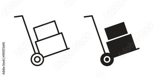 Hand truck icon line drawing. Minimalist style icons