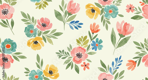 Modern botanical pattern with expressive flowers and dynamic visual movement
