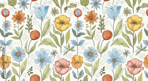 Colorful nature-inspired design featuring flowers in a stylized and artistic layout