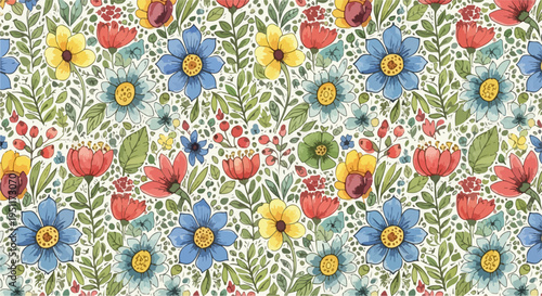 Artistic floral background with soft curves and vibrant botanical color scheme