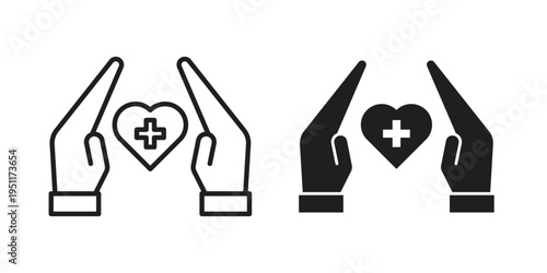 Health insurance icon line drawing. Minimalist style icons