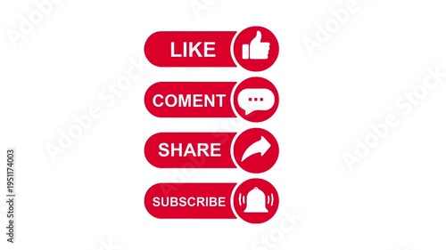 Like share comment subscribe animation on green screen and white background 