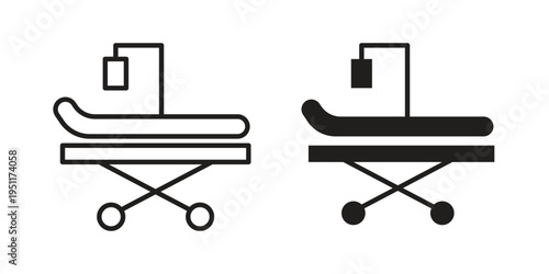 Hospital bed icon line drawing. Minimalist style icons