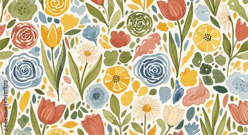 A soft pastel botanical motif with flowing forms and gentle natural elements