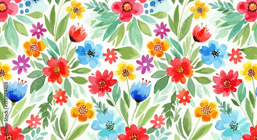 A delightful arrangement of blossoms and leaves creating a lively decorative pattern