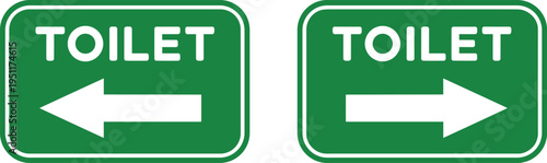 Green Toilet Signs With Left And Right Arrows On White Background restroom direction