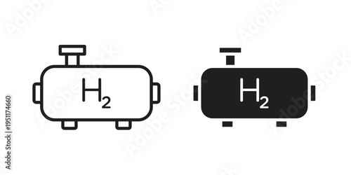 Hydrogen gas tank icon line drawing. Minimalist style icons