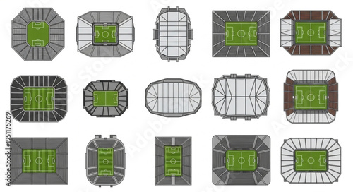 Overhead Views of Various Stadium Designs and Layouts.