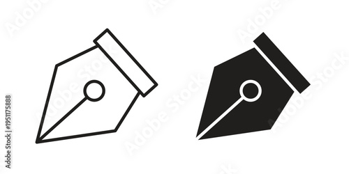 Ink pen icon line drawing. Minimalist style icons