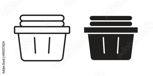 Laundry basket icon line drawing. Minimalist style icons