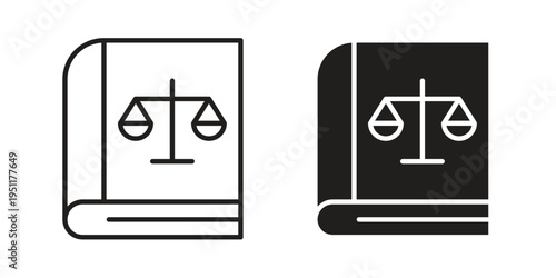 Law book icon line drawing. Minimalist style icons