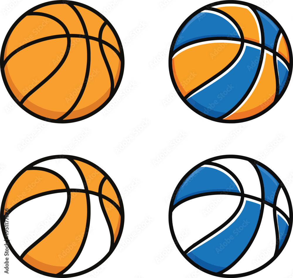 Obraz premium Basketball Color Variations Vector Icon Set
