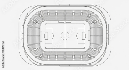 Overhead View of a Soccer Stadium Blueprint Design.
