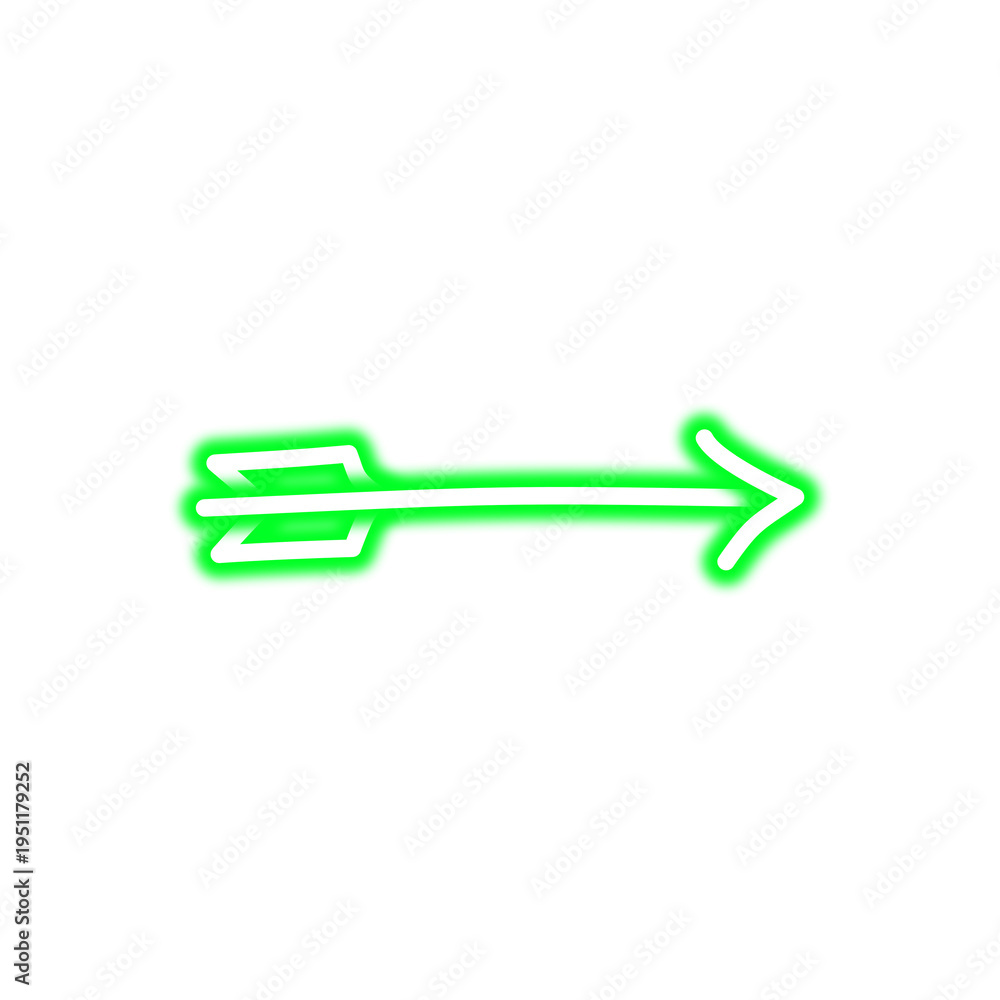 Obraz premium Hand-Drawn Arrow Doodle | Arrow Doodle | Green Neon Graphic Element