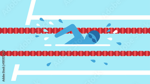 An illustrative depiction of a swimmer in a pool, showcasing the sport of swimming and water-based activities
