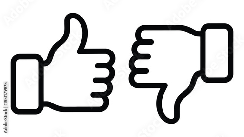 Tableau sur toile thumbs up and thumbs down outline icon flat feedback reaction approval dislike a