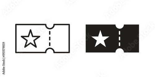 Movie ticket icon line drawing. Minimalist style icons