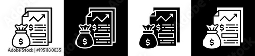 Financial Reporting Icon Set In Black And White Filled Style Collection